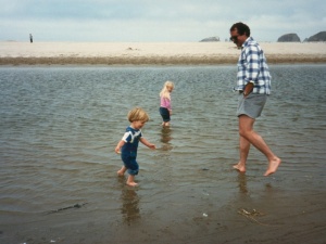 Phil, Anna, and their dad at Canon Beach