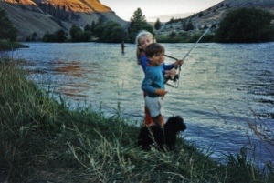 Phil and his sister, Anna, on the Deschutes